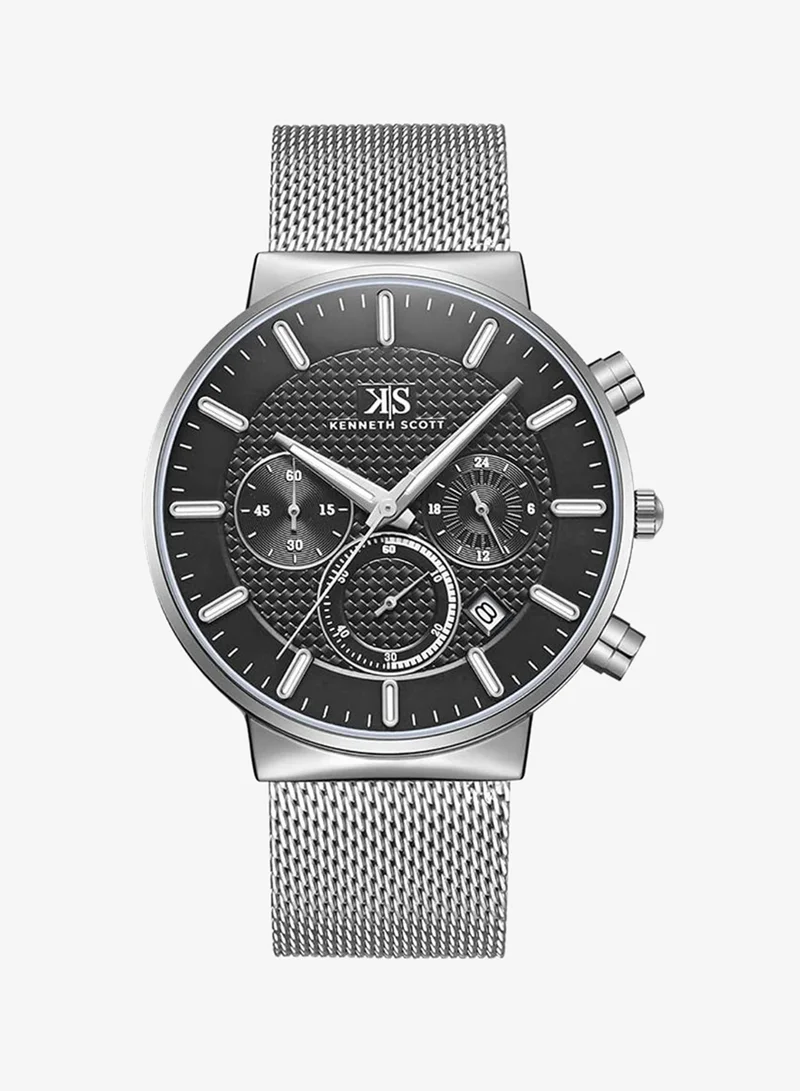 Kenneth Scott Kenneth Scott Men's Black Dial Multi Function Watch - K22133-SMSB