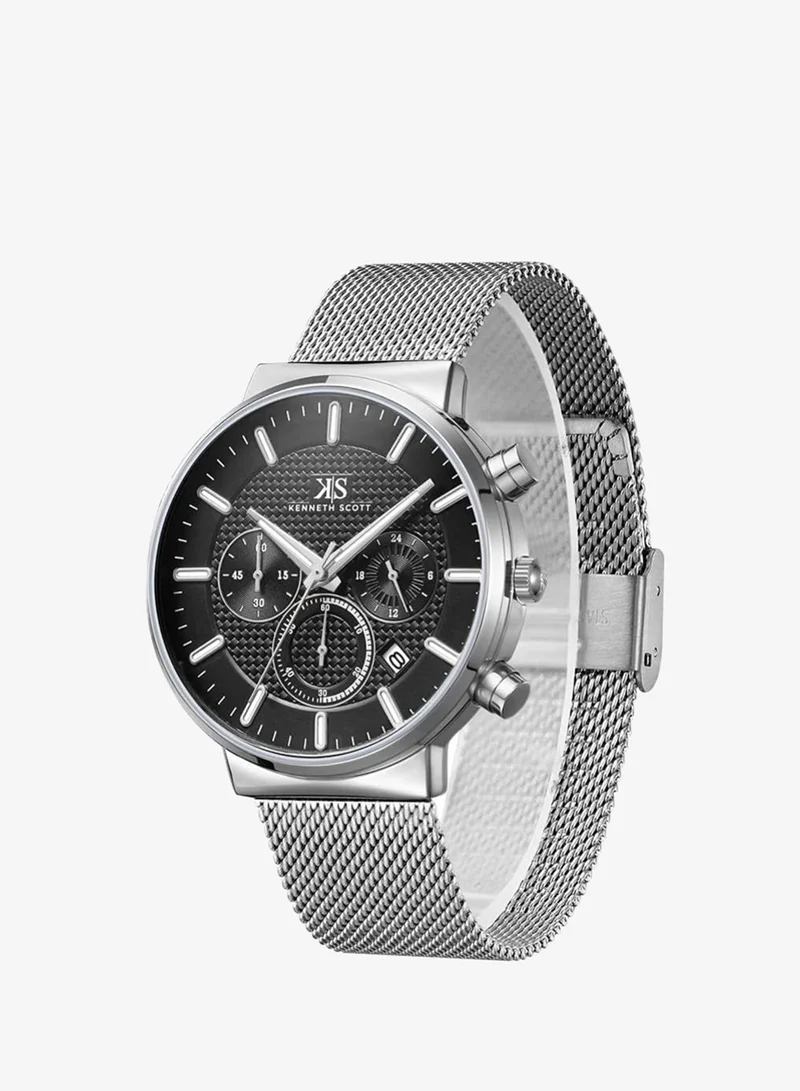 Kenneth Scott Kenneth Scott Men's Black Dial Multi Function Watch - K22133-SMSB