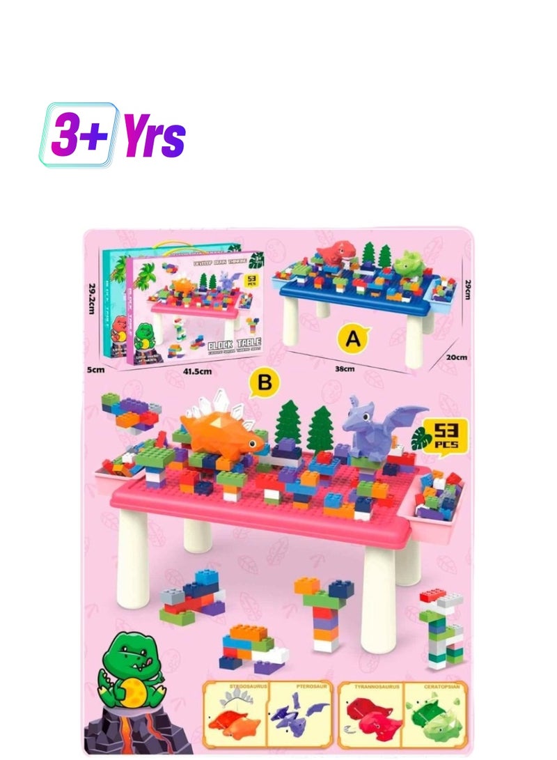 Loquat DIY Dinosaur Building Block Mini Table STEM Toys for Kids 53Pcs Assorted