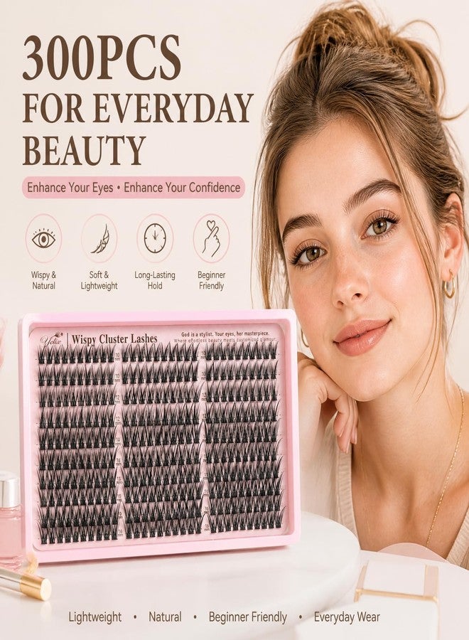 YELIX 300pcs Wispy Lash Clusters 10-16mm Mixed Length, Thin Band Individual DIY Eyelash Extensions Natural Fluffy Look for Daily Makeup and Home Use - Image 4
