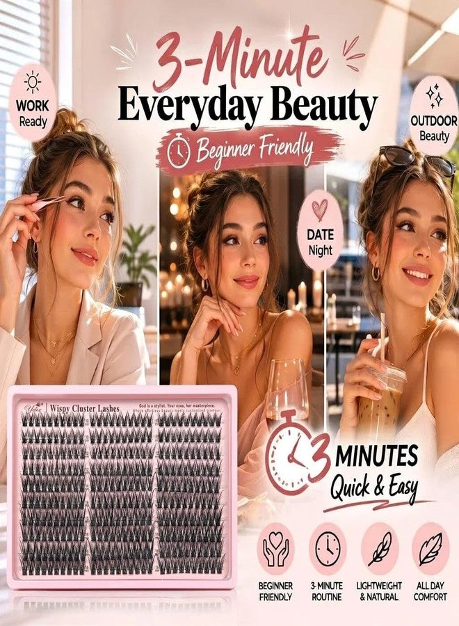 YELIX 300pcs Wispy Lash Clusters 10-16mm Mixed Length, Thin Band Individual DIY Eyelash Extensions Natural Fluffy Look for Daily Makeup and Home Use - Image 2