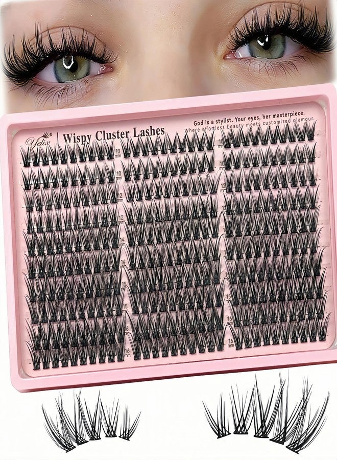 YELIX 300pcs Wispy Lash Clusters 10-16mm Mixed Length, Thin Band Individual DIY Eyelash Extensions Natural Fluffy Look for Daily Makeup and Home Use - Image 1