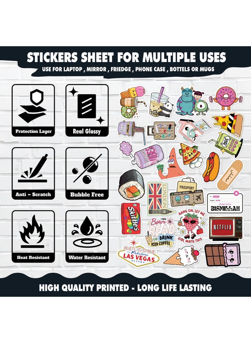 Laptop Sticker - 24Pcs Cute Custom Shapes Waterproof Scratch And Heat Resistant for Laptops, Mugs, Mirrors, and Bottles, Perfect for Personalizing Your Gear,  Laptop Vinyl Sticker - Image 2