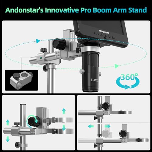 Andonstar AD246S-M Plus 7'' HDMI Soldering Digital Microscope for Electronics Repair, 2000x 3 Lens 2160P UHD Video Record, Soldering Microscope Station with Helping Hands, Coin Full View 32GB Card - Image 5