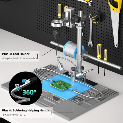 Andonstar AD246S-M Plus 7'' HDMI Soldering Digital Microscope for Electronics Repair, 2000x 3 Lens 2160P UHD Video Record, Soldering Microscope Station with Helping Hands, Coin Full View 32GB Card - Image 4