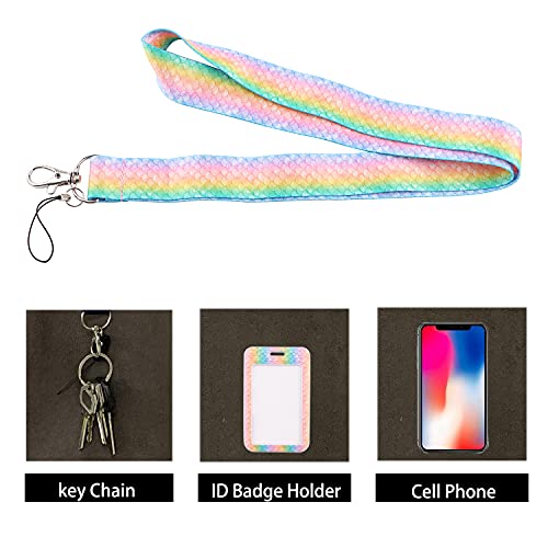 DMLSKY Kids Lanyard with ID Holder Cute Neck Strap Key Lanyard for Girls - Boho Rainbow Mermaid - Image 3
