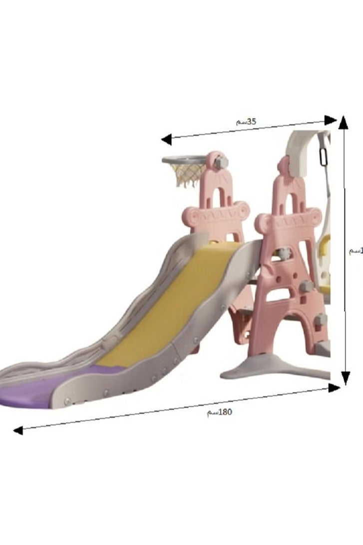 فول جوي زحليقة أطفال مع طوق كرة سلة للاستخدام الداخلي والخارجي، للأعمار من 1 إلى 8 سنوات، للاستخدام الداخلي والخارجي - Image 2