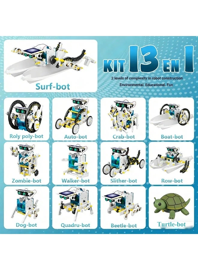 13-in-1 STEM Solar Robot Educational Building Kit for Kids, DIY Science Toy with Land & Water Modes - Image 3