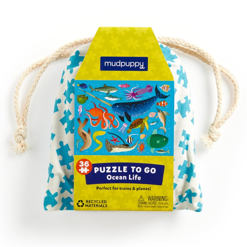 Mudpuppy Ocean Life â€“ 36 Piece Puzzle to Go Featuring Colorful Sea Creatures Perfect Travel Activity for Children Ages 3 and Up - Image 1