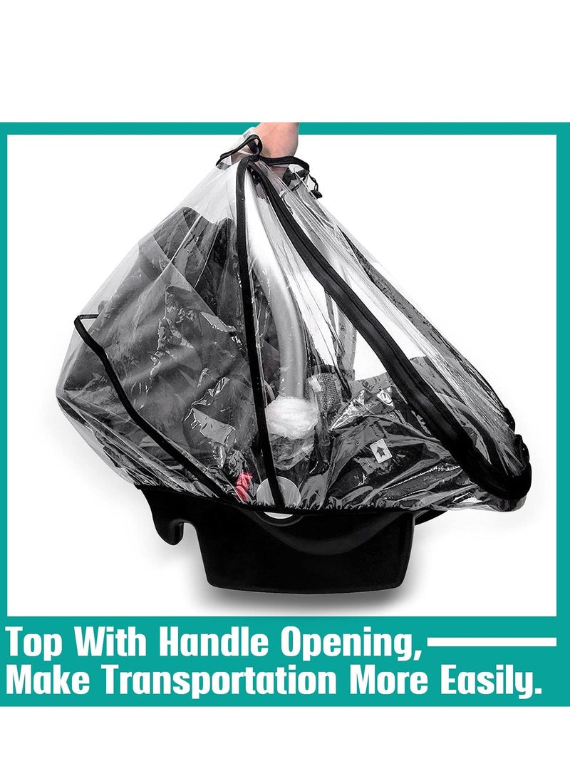 Stroller Rain Cover Baby Carrier Dust-Proof Raincover EVA Car Seat Weather Shield with Quick Access Zipper Door and Side Ventilation Universal Car Seat Transparent Rain Cover for Maxi COSI and More - Image 2