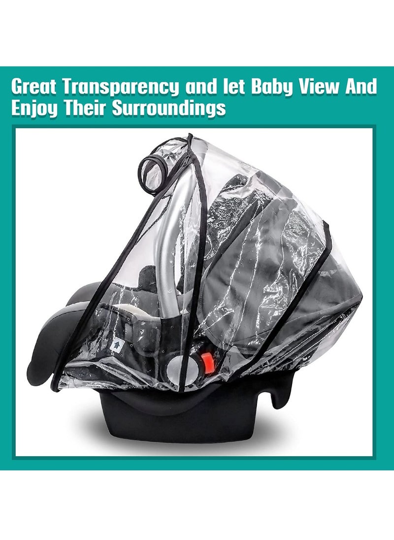 Stroller Rain Cover Baby Carrier Dust-Proof Raincover EVA Car Seat Weather Shield with Quick Access Zipper Door and Side Ventilation Universal Car Seat Transparent Rain Cover for Maxi COSI and More - Image 3