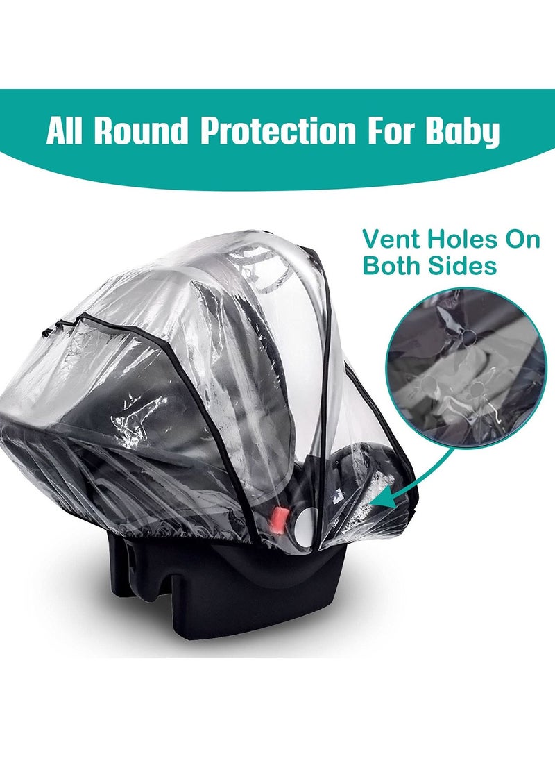 Stroller Rain Cover Baby Carrier Dust-Proof Raincover EVA Car Seat Weather Shield with Quick Access Zipper Door and Side Ventilation Universal Car Seat Transparent Rain Cover for Maxi COSI and More - Image 5
