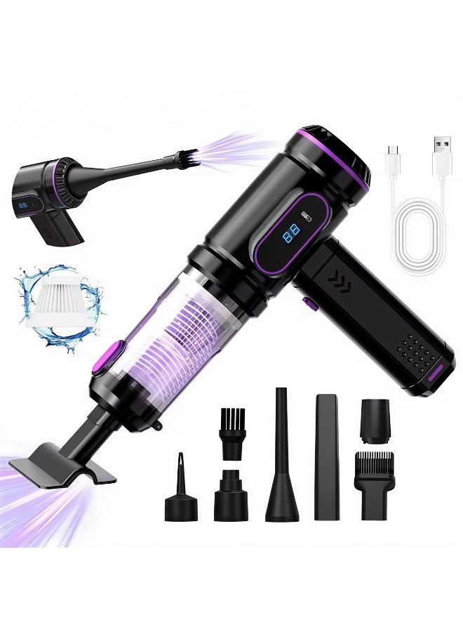 Handheld Cordless Car Vacuum Cleaner, 12000Pa Vacuum and Air Duster, 7 in 1 Mini Hand Held Vacuum Rechargeable AirDuster/Blower with LCD Display and LED Light, Multi-Nozzle, Suitable for Cars, Homes, Offices, Pets. - Image 1