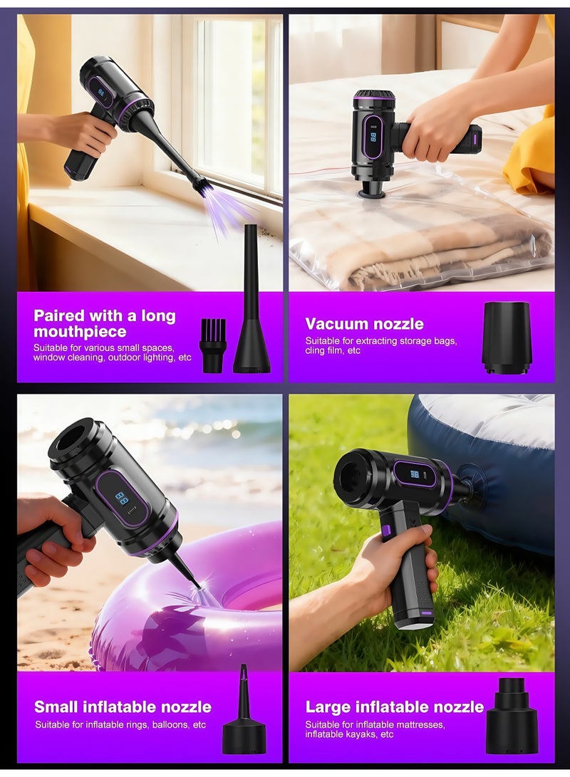 Handheld Cordless Car Vacuum Cleaner, 12000Pa Vacuum and Air Duster, 7 in 1 Mini Hand Held Vacuum Rechargeable AirDuster/Blower with LCD Display and LED Light, Multi-Nozzle, Suitable for Cars, Homes, Offices, Pets. - Image 4