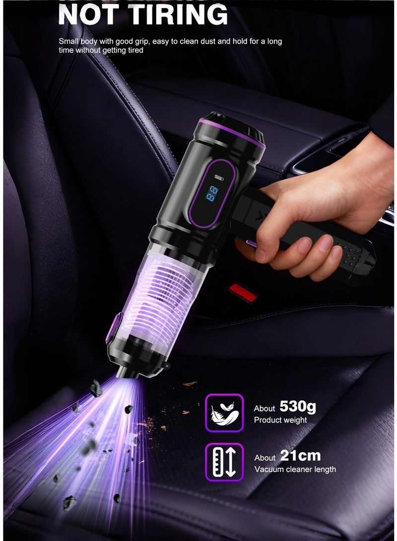 Handheld Cordless Car Vacuum Cleaner, 12000Pa Vacuum and Air Duster, 7 in 1 Mini Hand Held Vacuum Rechargeable AirDuster/Blower with LCD Display and LED Light, Multi-Nozzle, Suitable for Cars, Homes, Offices, Pets. - Image 5