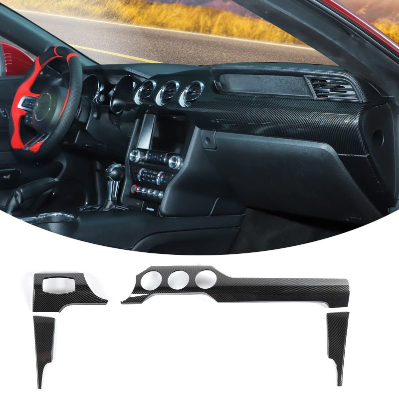 RTTCZ Carbon Fiber Center Console Dashboard Panel Trim Cover Kit Meter Frame Interior Decoration Accessories for Ford Mustang 20152022