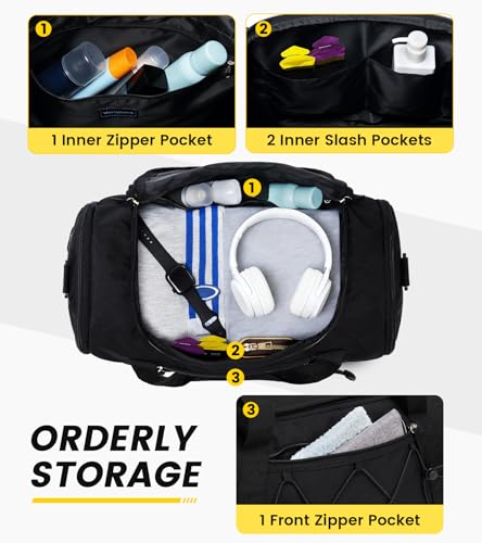 Vorspack Gym Bag for Men - 18 Inches Duffle Bag for Travel Duffel Bag with Shoe Compartment Lightweight Travel Bag for Gym Sports Overnight Weekender - Black - Image 3