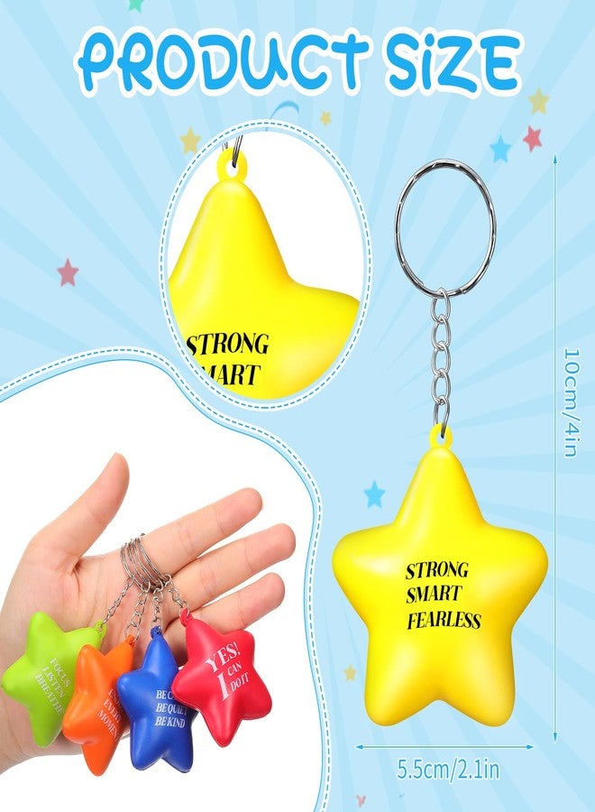 Zomiboo 40 Pcs Motivational Stress Balls Bulk Keychain Foam Star with Relief Quotes Employee Appreciation Gift for Relieve Anger - Image 2
