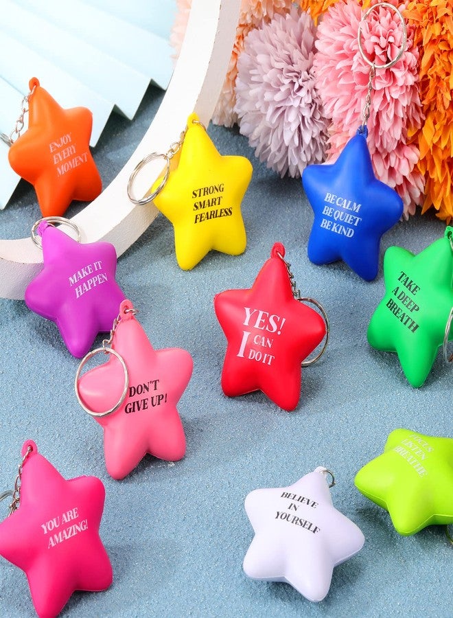 Zomiboo 40 Pcs Motivational Stress Balls Bulk Keychain Foam Star with Relief Quotes Employee Appreciation Gift for Relieve Anger - Image 4