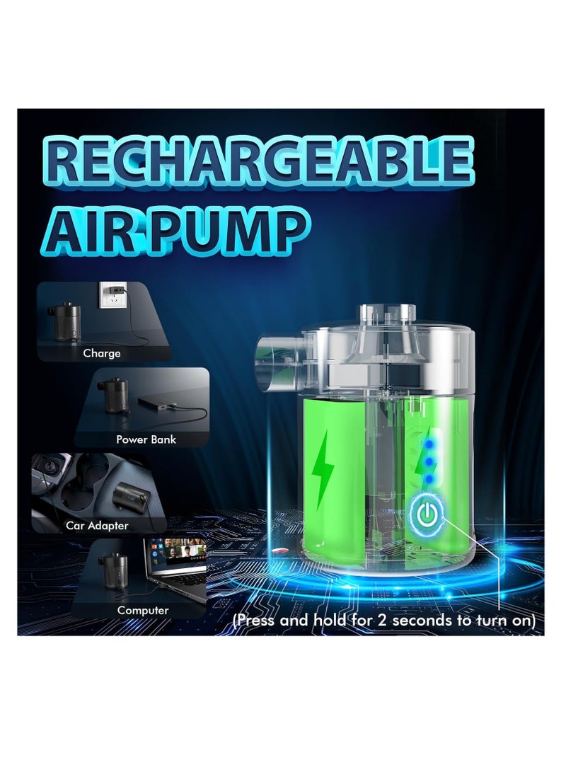 Generic Portable Electric Air Pump for Inflatables, Rechargeable Battery Air Pump for Airbed, 2-in-1 Portable Mini Vacuum Pump with 4 Air Nozzles and Storage Bag for Air Mattress, Pool  - Image 3