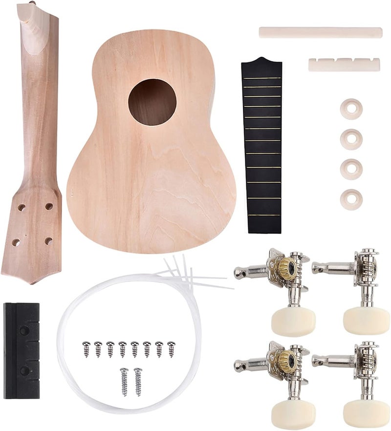 DIY Ukulele Kit, 21inch Basswood 4 String Ukelele DIY Kit Instrument Accessory DIY Projects for Friends, Family, Amateur - Image 1