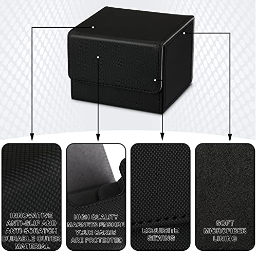 Weewooday 2 Boxes Leather Deck Card Boxes Large Size Fit 100 Plus Sleeved Cards Deck Game for Collectible Playing Compatible with Mtg Tcg(Horizontal,Black, White) - Image 4