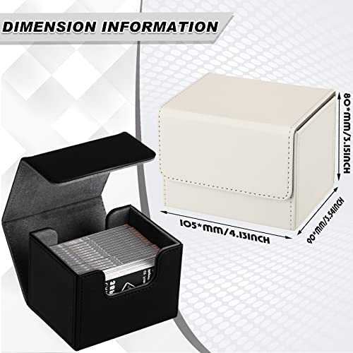 Weewooday 2 Boxes Leather Deck Card Boxes Large Size Fit 100 Plus Sleeved Cards Deck Game for Collectible Playing Compatible with Mtg Tcg(Horizontal,Black, White) - Image 2