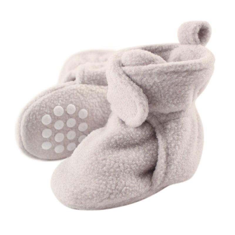 Luvable Friends baby girls Cozy Fleece Booties Slipper Sock, Grey, 0-6 Months Infant US - Image 5