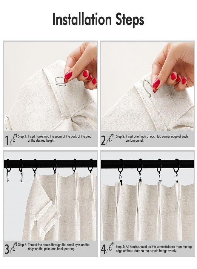ANRODUO Natural Memory Trained Pinch Pleated Curtains Drapes, Thick Linen Blend Privacy Light Filtering Window Curtains, Linen Textured Pleated Curtain with Hooks&Clips, Triple Pleat Memory Shape Curtain - Image 3