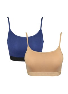 Lasso Pack of 2 Cotton Padded Sport Bra for Women  - Image 1