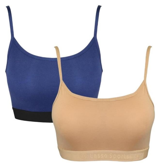 Lasso Pack of 2 Cotton Padded Sport Bra for Women - Image 1