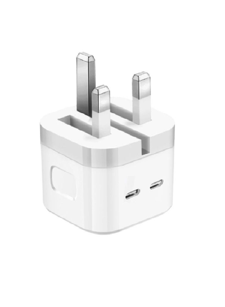 35W USB C PD Fast Charger with USB-C C-C Cable Dual Port Type-C QC3.0 Wall Adapter UK Plug for Samsung Pixel Huawei OnePlus Xiaomi and More (C-C Cable, White) - Image 2