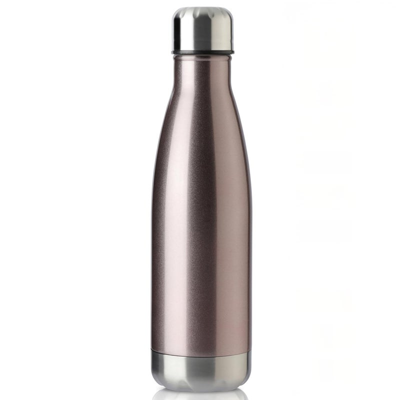 MEWAY 17oz Sport Water Bottle Vacuum Insulated Stainless Steel LeakProof Double Wall Cola Shape Water BottleKeep Drinks Hot ColdRose Gold1 Pack