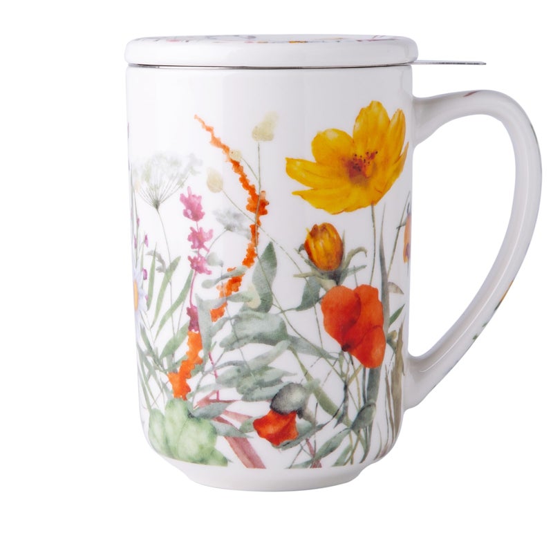 AmorArc Porcelain Tea Mug with Infuser and Lids, 18 Oz Large Cup Strainer with Bag Holder for Loose Leaf Tea, Steeping Coffee Mug for House-warming Wedding Birthday Gift - Image 1