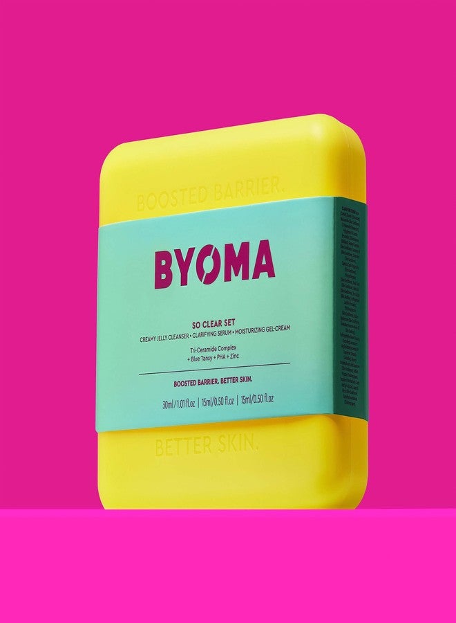 BYOMA So Clear Set - Barrier Repair Skincare Set for Acne Prone Skin - Creamy Jelly Cleanser, Clarifying Face Serum & & Gel-Cream Moisturizer - Unclogs Pores, Targets Blemishes - 30ml, 15ml, 15ml - Image 3