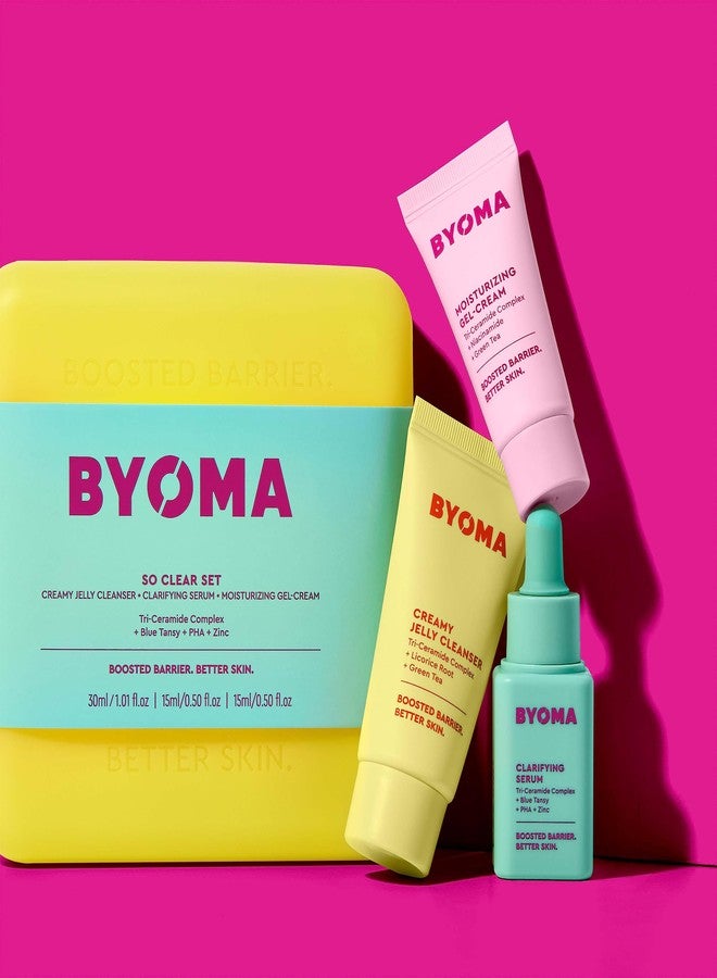 BYOMA So Clear Set - Barrier Repair Skincare Set for Acne Prone Skin - Creamy Jelly Cleanser, Clarifying Face Serum & & Gel-Cream Moisturizer - Unclogs Pores, Targets Blemishes - 30ml, 15ml, 15ml - Image 4