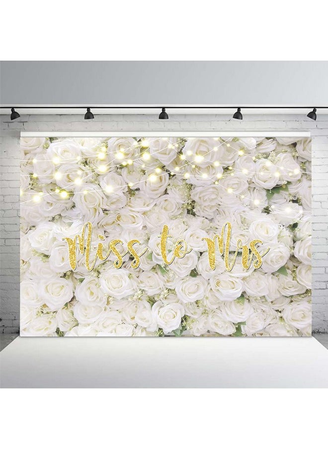 MEHOFOND - 8X6Ft Miss To Mrs Backdrop For Bridal Shower White Floral Wall Decoration Wedding Bride To Be Engagement Photography Background Photo Booth Prop - Image 1