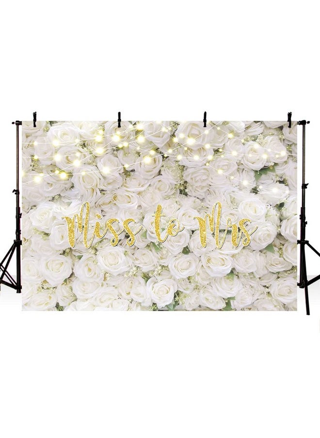 MEHOFOND - 8X6Ft Miss To Mrs Backdrop For Bridal Shower White Floral Wall Decoration Wedding Bride To Be Engagement Photography Background Photo Booth Prop - Image 1