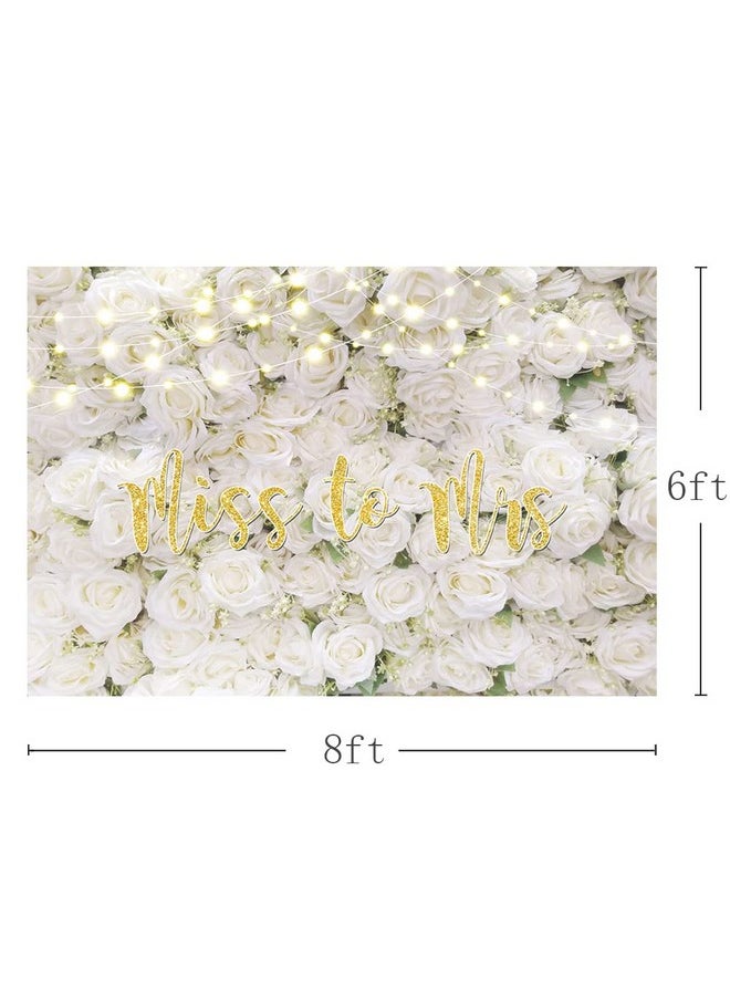 MEHOFOND - 8X6Ft Miss To Mrs Backdrop For Bridal Shower White Floral Wall Decoration Wedding Bride To Be Engagement Photography Background Photo Booth Prop - Image 1