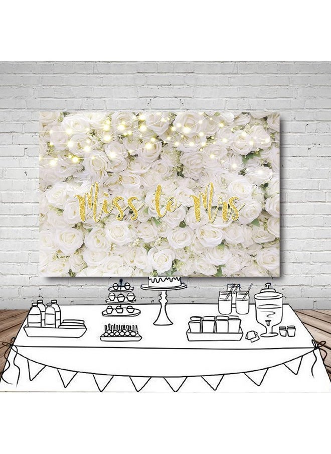 MEHOFOND - 8X6Ft Miss To Mrs Backdrop For Bridal Shower White Floral Wall Decoration Wedding Bride To Be Engagement Photography Background Photo Booth Prop - Image 1