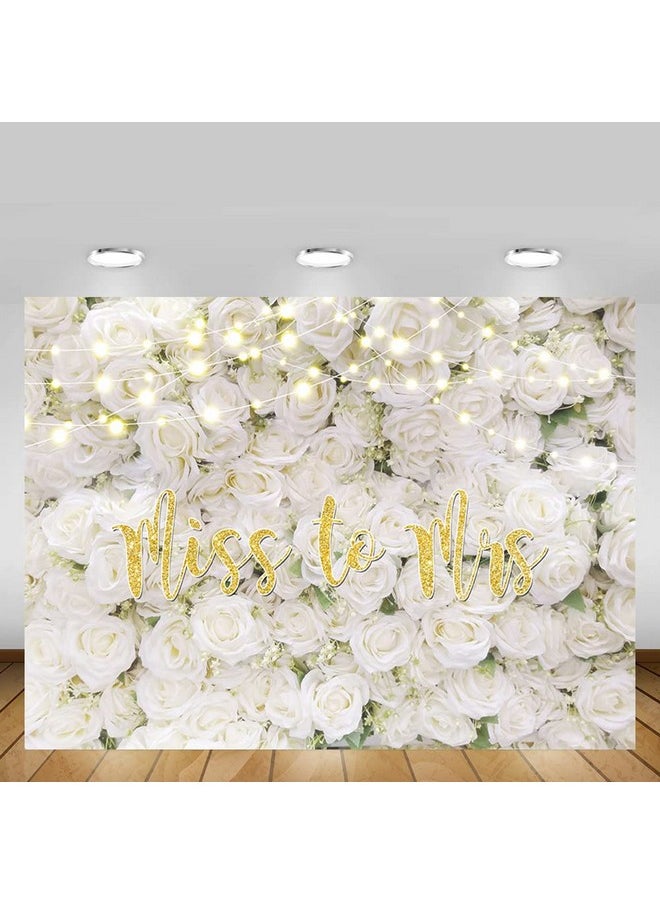 MEHOFOND - 8X6Ft Miss To Mrs Backdrop For Bridal Shower White Floral Wall Decoration Wedding Bride To Be Engagement Photography Background Photo Booth Prop - Image 1