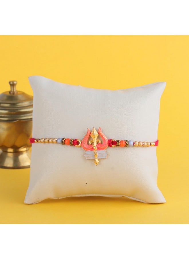 CHERKRAFT - CHERKRAFT Shiv Trishul Rakhi for Brother Designer Rakshabandhan Rakhi Thread - 129 - Image 1
