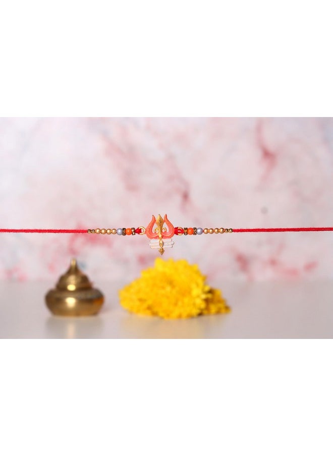CHERKRAFT - CHERKRAFT Shiv Trishul Rakhi for Brother Designer Rakshabandhan Rakhi Thread - 129 - Image 1