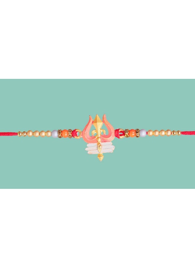 CHERKRAFT - CHERKRAFT Shiv Trishul Rakhi for Brother Designer Rakshabandhan Rakhi Thread - 129 - Image 1