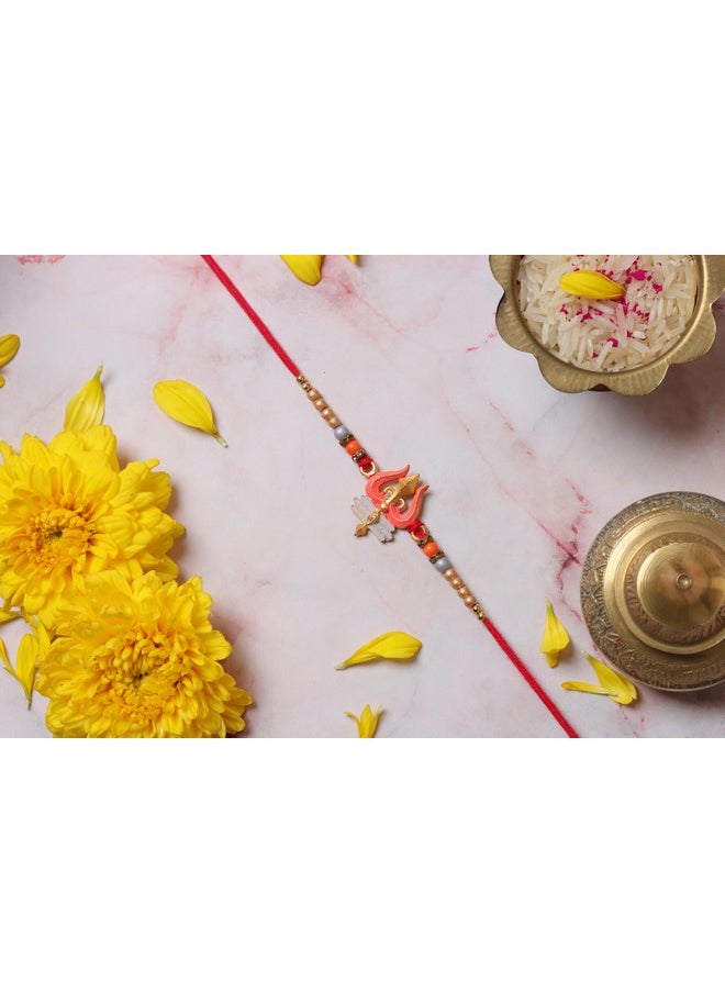 CHERKRAFT - CHERKRAFT Shiv Trishul Rakhi for Brother Designer Rakshabandhan Rakhi Thread - 129 - Image 1