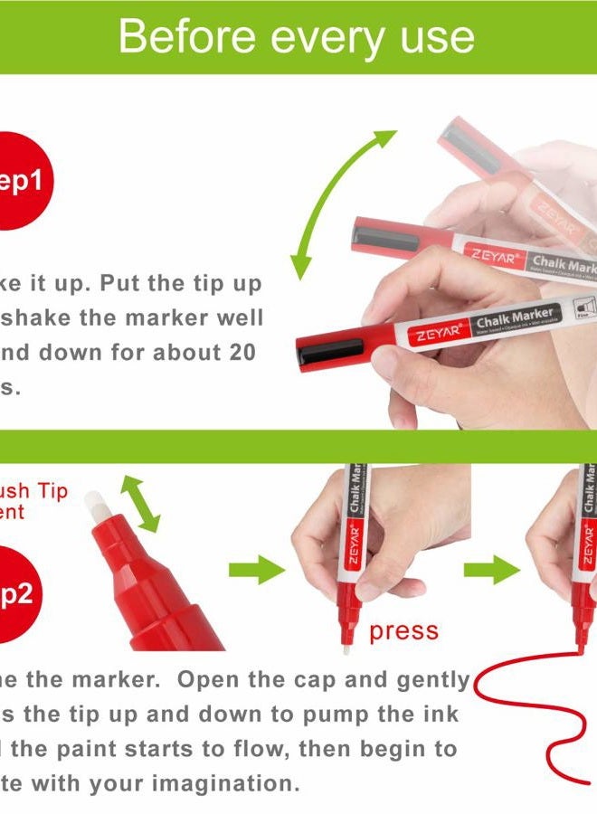 ZEYAR Liquid Chalk Marker-Wet Erase Marker, 24 Colors, 1.2mm Fine Tip for Detailed Drawing, Writes on Nonporous Chalkboards, Bistro Boards, Windows, Plastic and more (24 Colors) - Image 3