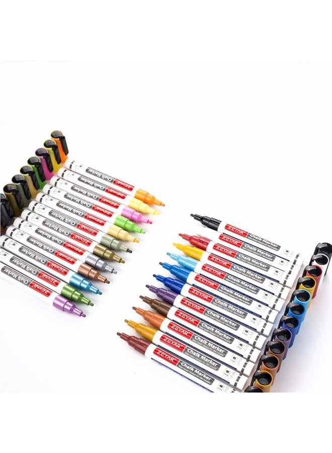 ZEYAR Liquid Chalk Marker-Wet Erase Marker, 24 Colors, 1.2mm Fine Tip for Detailed Drawing, Writes on Nonporous Chalkboards, Bistro Boards, Windows, Plastic and more (24 Colors) - Image 1