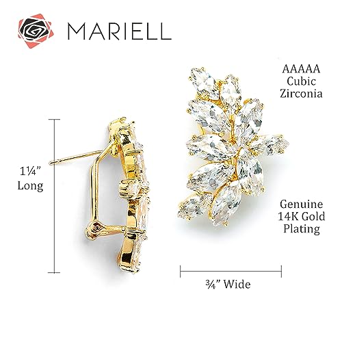 Mariell Clip-On Cubic Zirconia Crystal Bridal Earrings, Marquise Shape CZ Curved Clusters, Women Earrings for Wedding, Bridesmaids, Homecoming, Mother of the Bride - Image 5
