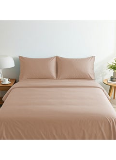 Home-Tex Design Hometex Design King Size Dyed Flat Sheet Set Taupe - 1 Flat Sheet (240x260 cm) +2 Pillow Covers (50x75cm)  - Image 1