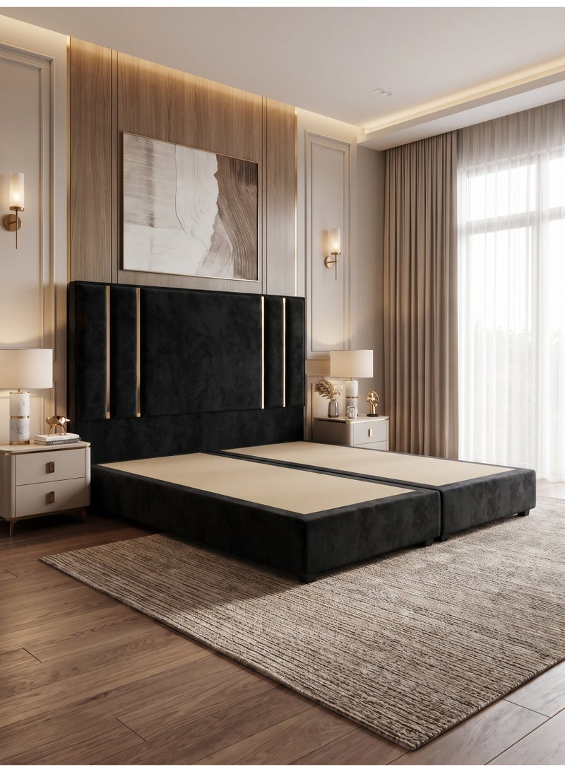 دانفورد بد سرير مودرن مخمل أسود 200×200 سم | سرير ملكي بتصميم فاخر لغرفة نوم عصرية - Image 3
